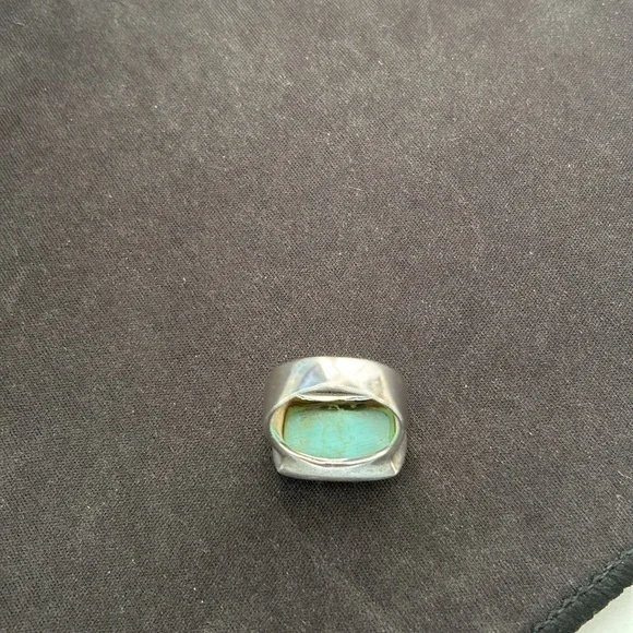 Sterling Silver And Faux Turquoise Ring Size 5 GUC - Picture 7 of 8